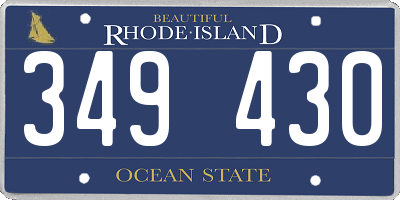 RI license plate 349430