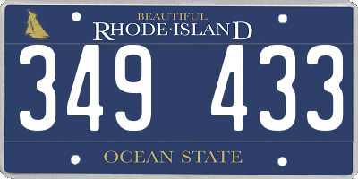 RI license plate 349433