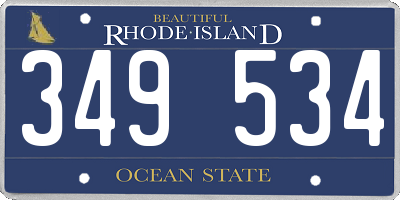 RI license plate 349534