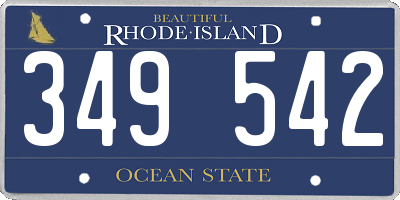 RI license plate 349542