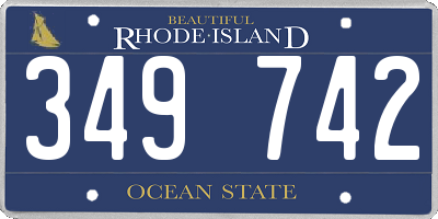 RI license plate 349742