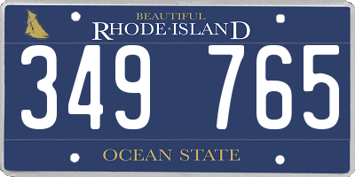 RI license plate 349765