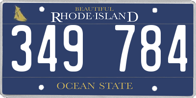 RI license plate 349784
