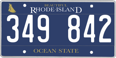 RI license plate 349842