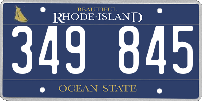 RI license plate 349845