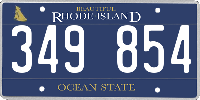 RI license plate 349854