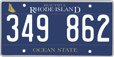 RI license plate 349862