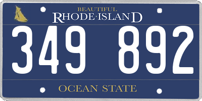 RI license plate 349892