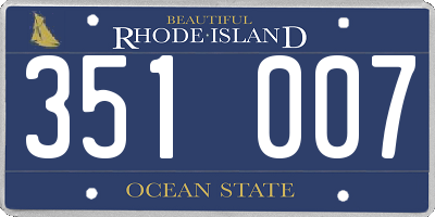 RI license plate 351007