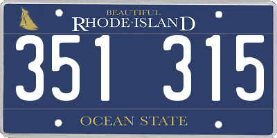 RI license plate 351315
