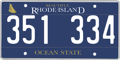 RI license plate 351334