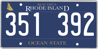RI license plate 351392