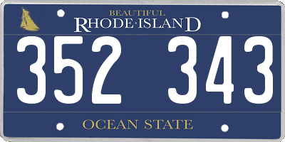 RI license plate 352343