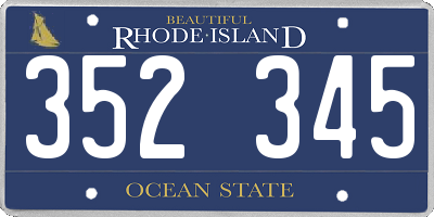 RI license plate 352345