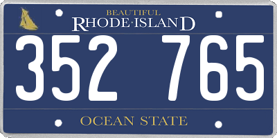 RI license plate 352765