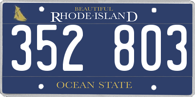 RI license plate 352803