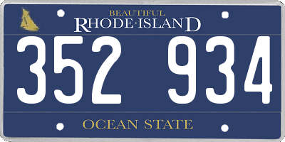 RI license plate 352934