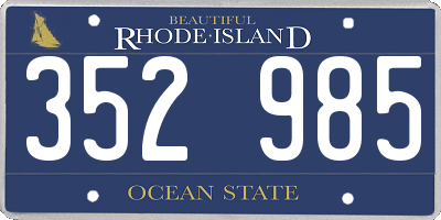 RI license plate 352985