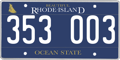 RI license plate 353003