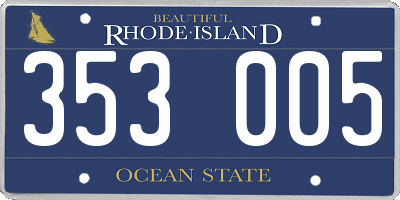 RI license plate 353005