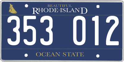 RI license plate 353012