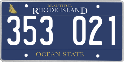 RI license plate 353021