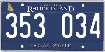 RI license plate 353034