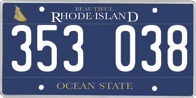 RI license plate 353038