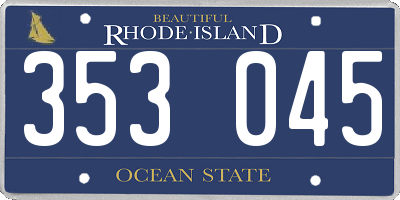 RI license plate 353045
