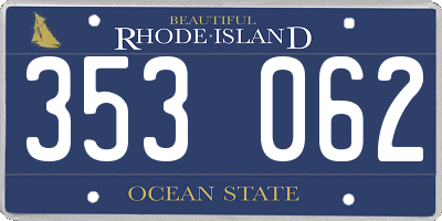 RI license plate 353062