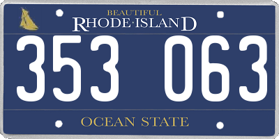 RI license plate 353063