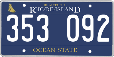 RI license plate 353092