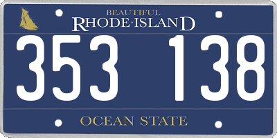 RI license plate 353138
