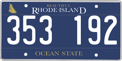 RI license plate 353192