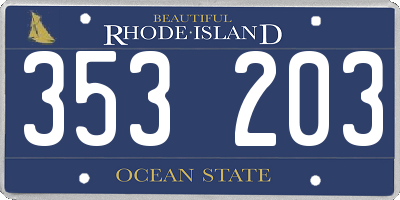 RI license plate 353203