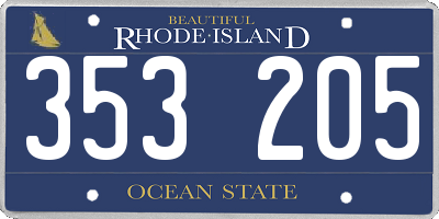 RI license plate 353205