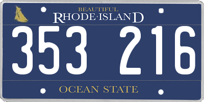 RI license plate 353216