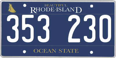 RI license plate 353230