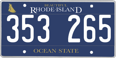 RI license plate 353265