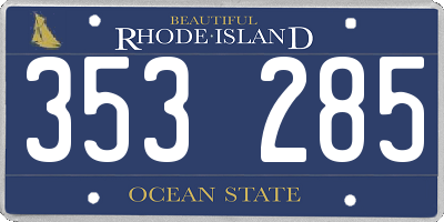 RI license plate 353285