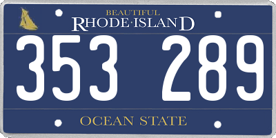 RI license plate 353289