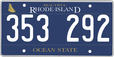 RI license plate 353292