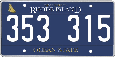 RI license plate 353315