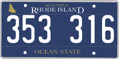 RI license plate 353316