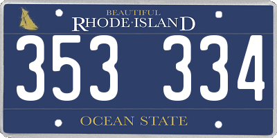 RI license plate 353334