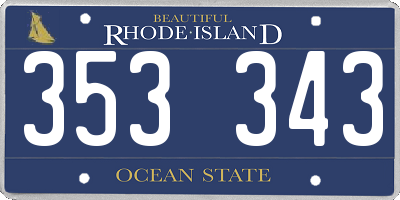 RI license plate 353343