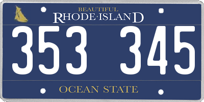 RI license plate 353345