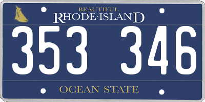 RI license plate 353346