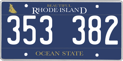 RI license plate 353382