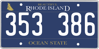 RI license plate 353386